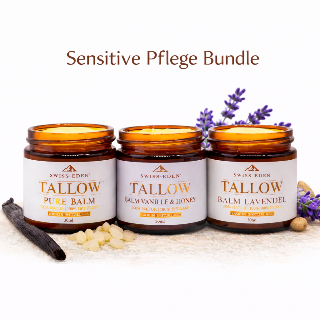 NEU Sensitive Pflege Bundle – Beruhigende Tallow Intensivpflege (Pure, Vanille & Honig, Lavendel)