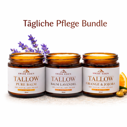NEU Tägliche Pflege Bundle – 3er Set Tallow Creme (Pure, Lavendel & Orange Jojoba)