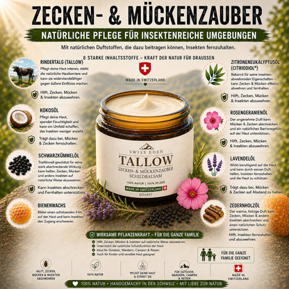 Zecken- & Mückenzauber Schildbalsam mit Tallow, Citriodiol, Schwarzkümmelöl und Lavendelöl